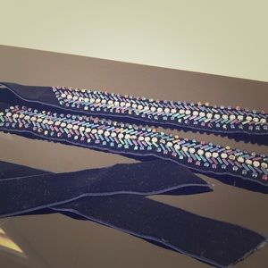 J. Crew Sparkly Beaded Ribbon Belt in Navy